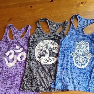 Purple, Black, and Blue Graphic Tank Tops